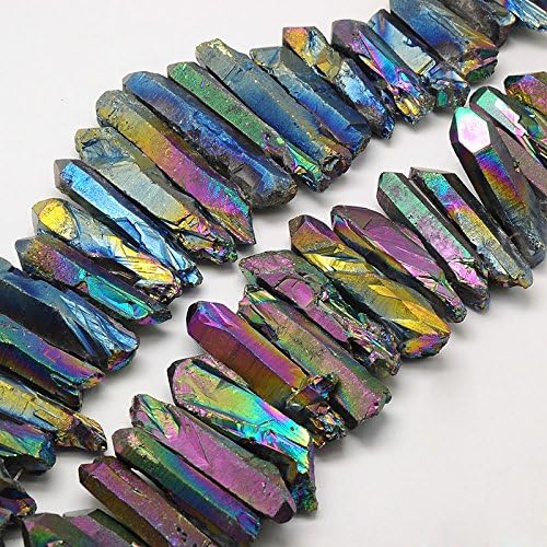 Berties Beads Electroplated Natural Quartz Beads Chips Nuggets (Rainbow)