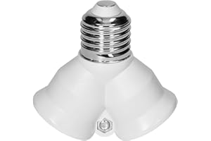 Miratic Adattatore di Sorgente Luminosa E27 Sdoppiatore Finitura Bianca Splitter Ampio Uso Portalampada 230V 50Hz (2 x E27)