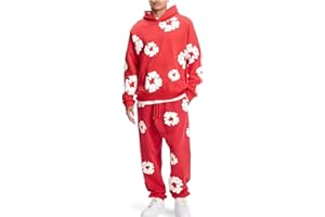 XUEQINGDE DT Chándal para Hombre,2 Piezas Conjunto Hombre 2024 DT Sudadera con Capucha con Estampada de Flores Pantalones DT Traje de Jogging Set Unisex