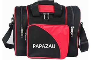 PAPAZAU Bowling Bag for Single Ball - Single Ball Tote Bag with Padded Ball Holder - Fits a Single Pair of Bowling Shoes Up to Mens Size 14
