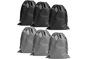 AAED 6 Stück Schuhbeutel,Travel Organizer,Staubdichter Schuhbeutel Reise,Schuhtasche Reise mit Zugband,Aufbewahrungsbeutel,Shoe Bag 30x40CM,für Hausschuhe,Lederschuhe,Sportschuhe(Schwarz und Grau)