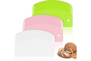 Vicloon Zestaw 3 skrobaków do ciasta ze stali nierdzewnej i plastikowych szpatułek do formowania, elastyczne noże do ciasta do pizzy, wypieków, chleba i wygładzania kremu (zielony/ biały/ różowy)