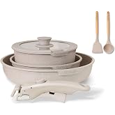 BOREINE Set of Pots and Pans 7 Pieces, Non-Stick Cookware | Detachable Handle, Suitable for Induction, Gas, Ceramic and Oven,
