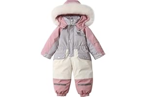 Amur Leopard Combinaison de Neige Enfant Fille à Capuche Barboteuse Garçon Doublée de Polaire Combinaison de Ski Bébé Chaude