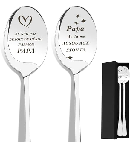 Cuillère Longue Gravée "Je T'aime Papa" - Acier Inoxydable - Cadeau Fête Des Pères, Noël
