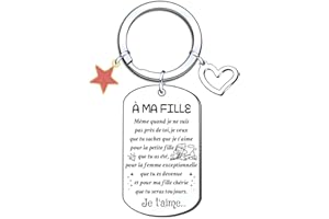 ZYMGUO Mon Fils Ma Fille je t’Aime Humour Porte-clés Message drôle Amour Idée Cadeau Original pour Femme Enfant Famille pour Anniversaire St Valentin Noël Déclaration Mère Père.