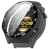 Sneezy Huawei Watch GT6 Pro 46mm Kasa Uyumlu Kılıf Sert PC Kasa ve Ekran Koruyucu Kılıf Siyah