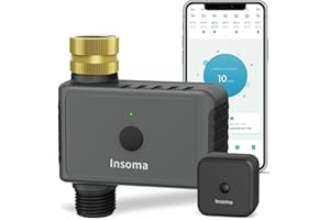 INSOMA WiFi Sprinkler Timer with Brass Inlet, Smart Water Timer Hose Timer Irrigation Timer with WiFi Hub, Up to 20 Separate Watering Schedules, APP & Voice Control, Compatible with Alexa and Google Home