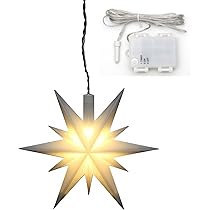***Weihnachtsstern aus Kunststoff in wei, fr Innen und Auen geeignet,  inkl. LED Beleuchtung und 6h Timer, fr Batteriebetrieb. Mae L/B/H: 13,5 x  5,5 x 12 cm. : Amazon.de: Beleuchtung