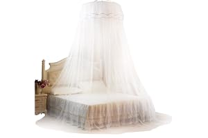 NOENNULL Prinsessnät, andas, rund, spets, sänggardin för flickor, vit, bröllopsstil, nät med däck, queen size, för upphängning, sänghimmel för babysäng, dubbelsängar