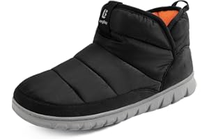 LongBay Men's Nylon Boots Warm Memory Foam Non-Slip for Indoor Outdoor Rubber Sole Snow Boots Slipper Winter House Shoes