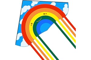 HONBO Large Delta Kites For Kids and Adults, Kite for Beginners,String Line Included Toys Easy To Fly Kites with Colorful Colors Tail,Best Kite For Beach Trip