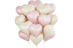 MELEAGER Herz Folienballon 24 Stück,Herz Helium Luftballons Rosa weiß,Heliumballon Herzen,Baby Rosa Cremeweiß Herzluftballons,Herzform Folienluftballon Herzballons für Geburtstag Hochzeit Valentinstag