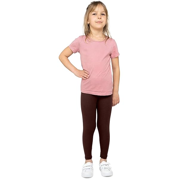 Domueay Leggings voor Meisjes 2 Pak Katoenen Kids Elastische Ademend Lange Legging Roze Marine Blauw Sport Leggings Eenkleurige Sport Broek Kids Activewear voor Schooldansen Voor 6-7 Jaar, 122-128