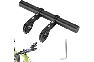 ACTIUSIS Rallonge de guidon de vélo, en alliage d'aluminium avec double fixation, accessoire vélo compatible avec motos, scooters, lampes de poche, supports de téléphone et chronomètres, 20 cm