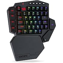 Redragon K585 DITI Einhand RGB Mechanische Gaming-Tastatur, Blaue Schalter, Typ-C Professionelle Gaming-Tastatur mit 7 Integrierten Makrotasten, Abnehmbare Handgelenkstütze, 42 Tasten