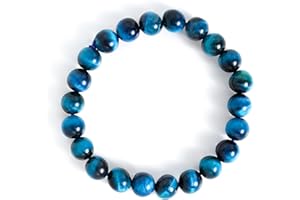 NOEMIN Tiger Eye Beads Bracelet, 8MM Tigers Eye Bracelets for Men Women, Elastic Beads Bracelet for Wealth and Success, Spiritual Healing Jewelry