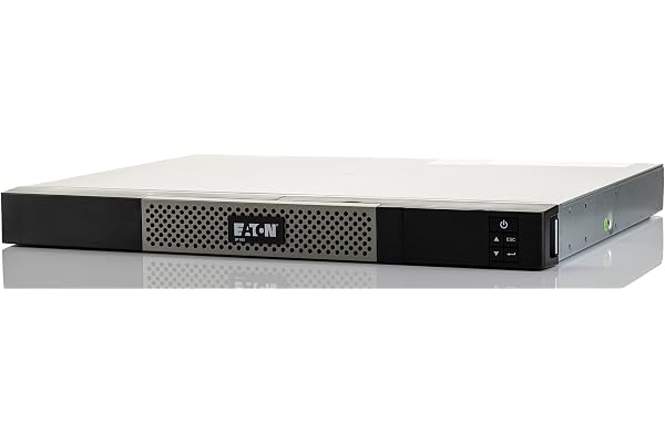 Eaton Onduleur 5P 650 IR - Line Interactive UPS Rack 1U - Puissance 650VA (4 Prises IEC C-13 10A, Parasurtenseur, Batterie) - Ecran LCD Graphique - Noir (5P650IR)