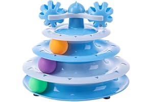 CAPANDIMARKET Juguete Gato Interactivo con 3 Pisos + 3 Bolas + 2 Esferas Superiores de Juego,Juguetes Gatos Pequeños y Grandes,Juguete Interactivo Gato,Juegos para Gatos,Juguetes para Gatos bebes,Juego Gato Juguete