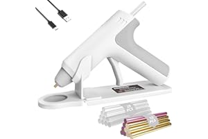 DOMINOX Cordless Hot Glue Gun with 30 Glue Sticks, 25s Fast Preheating, 2000mAh Type-C Rechargeable, Smart-Power-Off, for Art, Craft, DIY, Home Repairs, White