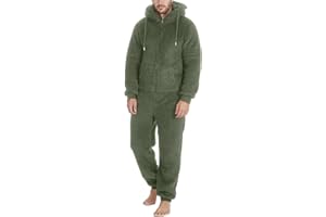 YOSUWOAI Herren Paar Jumpsuit Kuschelig Lustig Lang Pyjama Winter Warm Plüsch Overall Schlafoverall Reißverschluss Teddy Fleece Einteiler Onesie Einteiler Onesie Schlafanzug mit Reißverschluss