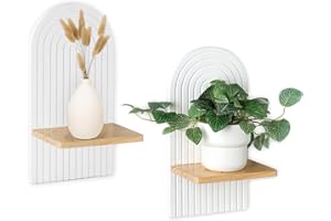 Walasis Wandregal Holz Boho Wanddeko: Holz Wand Deko Kinderzimmer Wand Regale Klein Pflanzregal für Wohnzimmer Schlafzimmer (Weiß)