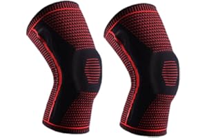 YAGEROD Knee Brace, Knee Compression Sleeve Support with Patella Gel Pads & Side Stabilizers, Medical Grade Knee Pads for Running,Meniscus Tear,Arthritis,Joint Pain Relief (XL,2 Red)