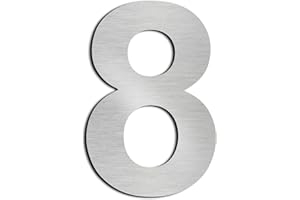 nanlyiau 4in/10.2cm Numero civico in acciaio inossidabile con retro adesivo, realizzato in solido acciaio inossidabile 304, aspetto in rilievo, altezza(4in number 8)