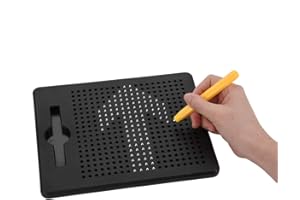 GAROSA Tavolo da Disegno per Tablet Bambini con Sfere magnetiche Gioco da Tavolo con Giochi educativi in ​​ABS Tavolo da Gioco con Stencil per Penna Acciaio Creativo con Penne Doodle Pad per Bambini (Nero)