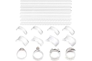 KEWUF 12 Pezzi misuratore anelli, Regolatore Dimensione Anello Trasparente, Riduttore Anello Dito, Ring Size Adjuster, 6 Taglie Riduttore Dimensione Anello,Invisibili Stringi Anello Molla Regolatori