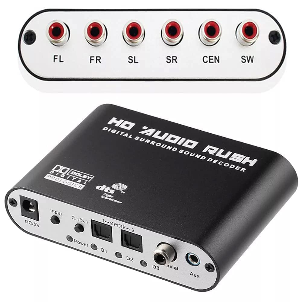 Atdaraz Digital to Surround Analog Audio Decoder 2.1/5.1 Channel DTS/AC-3 Sound Decoder DTS/AC3 to 5.1 Stereo Audio Decoder