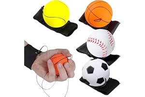 MNIIMALUXE 4 Stück Springball mit Schnur Kinder,Ball an der Schnur,Handgelenk Return Ball,Elastizitätsball mit Gummiband Wrist für Fußball,Basketball,Tennis,Baseball,Sport Spielzeug für Spielen,Handgelenkübungen