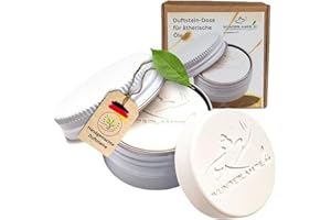 ‎WUNDERKRAFT.BIO Essential Oils Scented Stone in a Tin, Hand Poured, in 4 Colours Black/White/Rose and Gold, Aroma Stone for Car, Office, Bedroom or Travel (White)