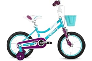 ‎HH HILAND HILAND 12/14/16 Zoll Kinderfahrrad Jungen Mädchen 2-7 Jahren Fahrrad mit Stützräder Korb Handbremse Niedliches Design Lila/Rosa