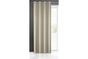 Eurofirany Rita zasłona gładka kolor cappuccino z matowej tkaniny Oxford 140x250cm, na przelotkach, jednokolorowa, prosta, gładka, do sypialni, salonu, pokoju dziecięcego, 1 sztuka, poliester