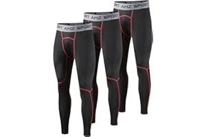 AMZSPORT Męskie spodnie kompresyjne, termiczne legginsy do biegania sportowe rajstopy gimnastyczne