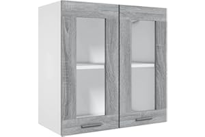 vidaXL Armario Colgante Estantería Flotante Organizador Almacenamiento Mueble de Cocina Decoración Madera Contrachapada Gris Sonoma 60x31x60 cm