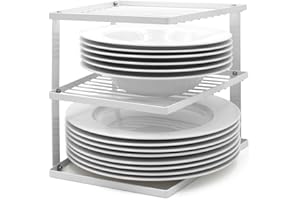 joeji's Kitchen Portapiatti senza oscillazioni salvaspazio per la cucina Mensole salvaspazio cucina per mobili a piastre angolari 25x25x19cm Bianco