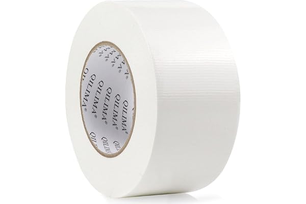 QILIMA Ruban Adhésif Toilé Blanc,ruban adhésif americain de réparation d'étanchéité,48mm x 45m Gaffa Tape pour les réparations, le bricolage, l'artisanat, Utilisable à l’intérieur et à l’extérieur