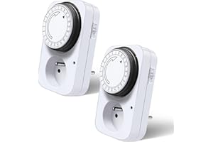 Extrastar Programmateur Prise Electrique Mécanique 3500W Minuterie D'intervalle De 15 Minutes Prise programmable mécanique intérieure journalière MecaProg Indoor, Blanc