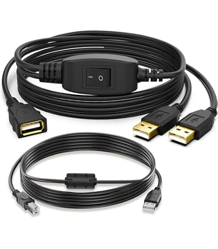 USB-B Drucker-Kabel-Splitter 2-in-1 – Mit Umschalt-Taste, 2,5 M + 2 M, Für Zwei Computer & Drucker/Scanner