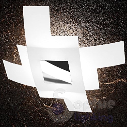 Ceiling light ceiling lamp 55 x 55 Modern Design Elegant Minimal 2 Cross Overlapping Glass Steel Chrome Living Room Bed Bath Tetri 55 CR Sophie Lighting