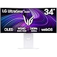 LG UltraGear OLED GX9s SMART Gaming Monitor 34GX90SA-W - WOLED UWQHD 1440p Curved 34 Inch, 240Hz, 0.03ms, HDR 400, webOS with LG AI, Speakers, Wi-Fi, Bluetooth, DP1.4, HDMI 2.1, USB-C, White