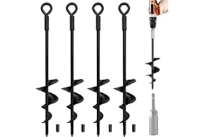 BOOSHMall Kotwa podłogowa do trampoliny, zestaw 4 sztuk, kotwa gruntowa, do wkręcania, odporna na wiatr, kotwa do namiotów, huśtawek, zadaszeń