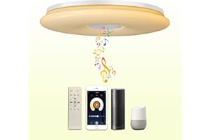chysongoods 28W Φ30cm Plafón De Techo LED Compatible Con Alexa Google Assistant Altavoz Bluetooth WIFI Musica Mando RGB Regulable Cambia De Color Para Dormitorio Juvenil Niños Cocina Baño Comedor