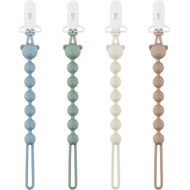 Set 4 Clip Per Ciuccio Catenella In Cotone - Sicure, Senza BPA E Metall-Free - Per Neonati E Dentizione - 4