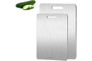 DEFRESIT Tytanowa deska do krojenia, ze stali nierdzewnej, tytanowa deska do krojenia, tytanowa, do kuchni, na zewnątrz, na kemping, wędrówki (9 x 20 cm, 34 x 23 cm)