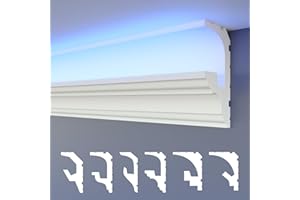 HEXIMO LED 2in1 Modanature per stucchi, soffitti a illuminazione indiretta XPS polistirene, Profilo di raccordo leggero (30,6 Metri HLED 6)