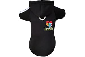 Izefia Hund Hoodie Kleidung Fleece Pullover Winter Sweatshirt Warme Baumwollschleife Basic für Kleine Welpen Katze Schwarz S