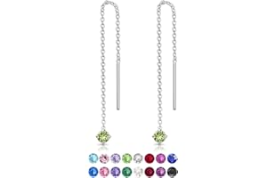 DTPSILVER Orecchini Pendenti Donna Argento 925 con Brillantini di Cristallo - Orecchini Punto Luce con Brillanti Colorati - Pendenti Argento Lunghi - Saliscendi Donna Anallergici - Lovli Orecchino Doppio Buco